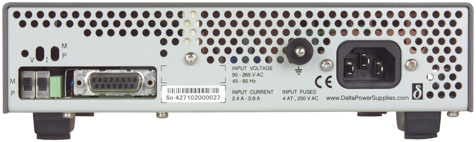 Rear panel of a Delta Elektronika ES150-series supply