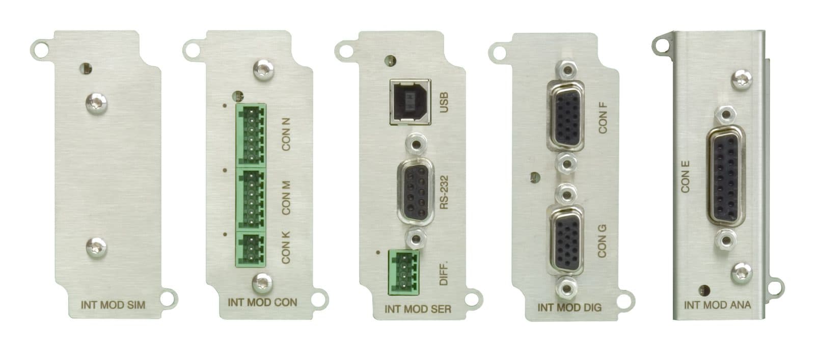 Delta Elektronika interface modules, front elevation